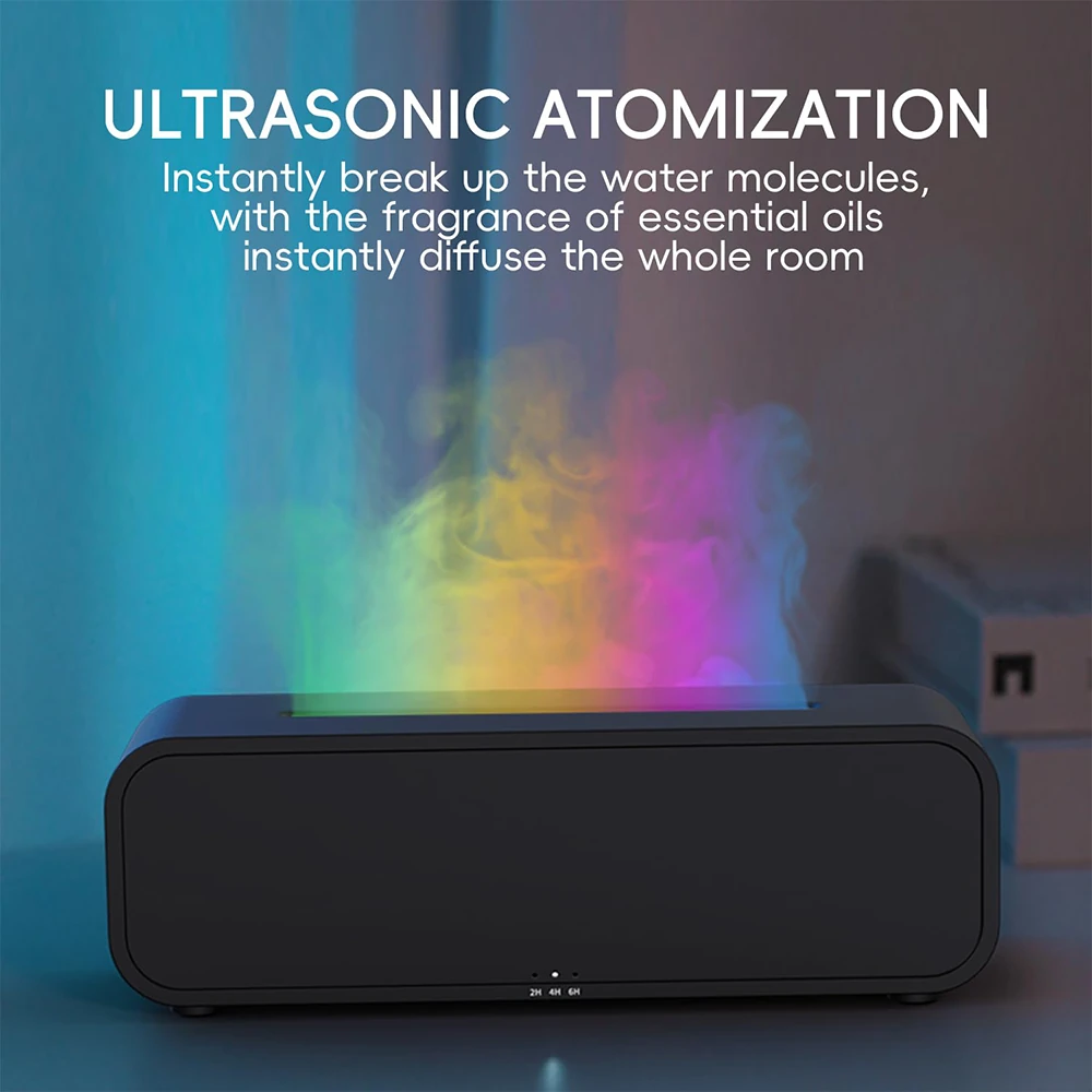 250ML Colorful Flame Aromatherapy Diffuser Dynamic Fire Flame  Cool Mist Humidifier with 7 Colors Light Remote Control Timer and Auto Off Function for Home Office — view 8