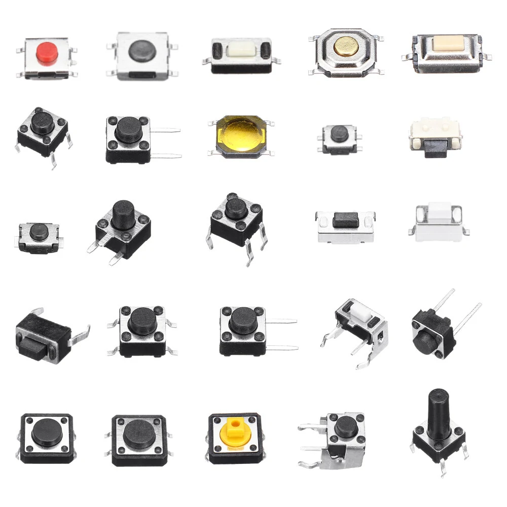 250pcs 25Values Micro Switch Assorted Push Button Tact Switches Reset Mini Leaf Switch SMD DIP 2*4 3*6 4*4 6*6 Diy Kit + Box — Pricio