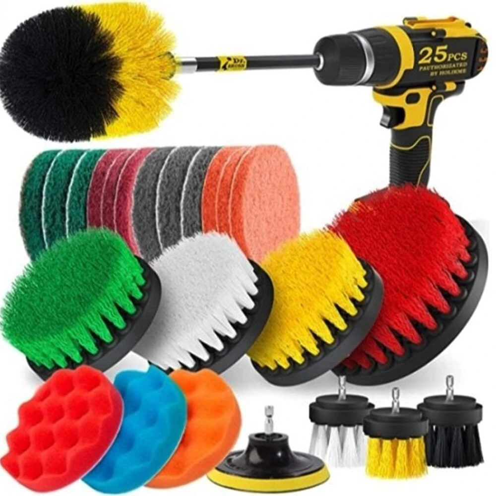 25PC/SET Electric Drill Brushes Brush Attachable for Cleaning Pool Tile Flooring Brick Ceramic Marble Grout Bathroom Car — Pricio