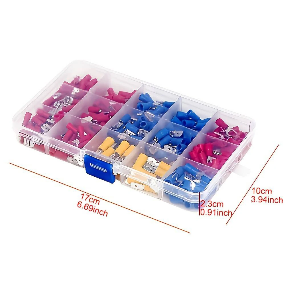 280Pcs Spade Terminals Insulated Cable Connector Electrical Wire Crimp Butt Ring Fork Set Lugs Rolled Kit — view 9