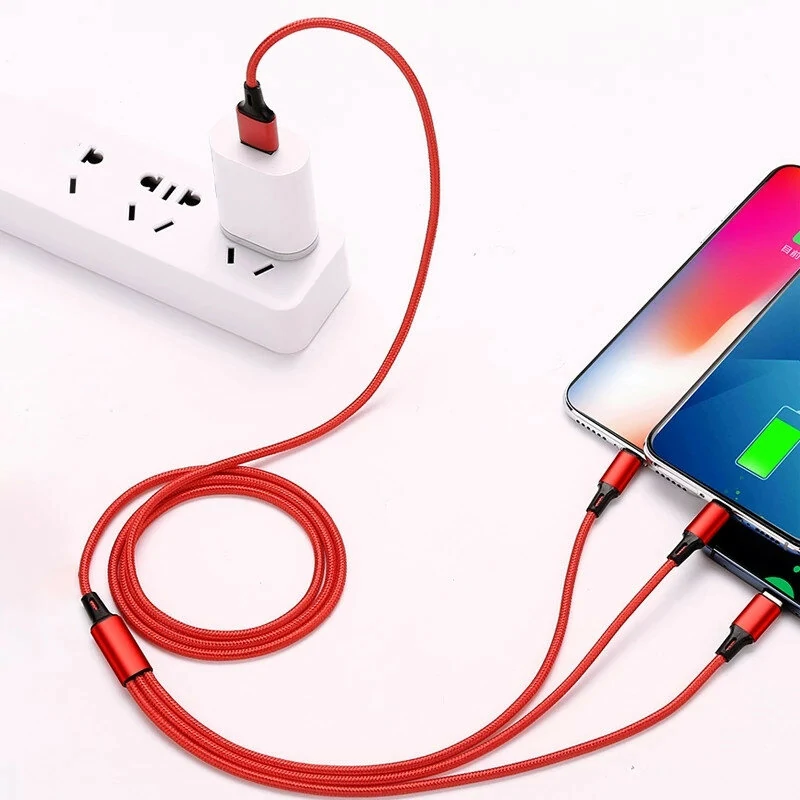 2A USB-A to Type-C/Micro/iP Cable Fast Charging Nylon Braided Core Line 1.2M Long for iPhone14 Pro for Huawei P50 for ViVo Y70s for Xiaomi Mi13 — view 6