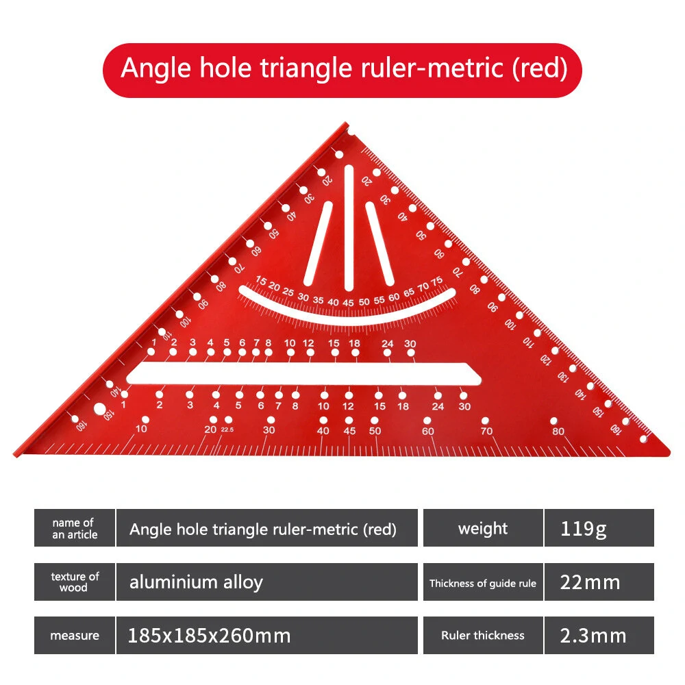 2in1 Aluminum Alloy Triangle Ruler Multifunctional Tool for Precise Line Drawing with Frequently used Fixed Positioning Angles Robust and Long-lasting Design — view 8