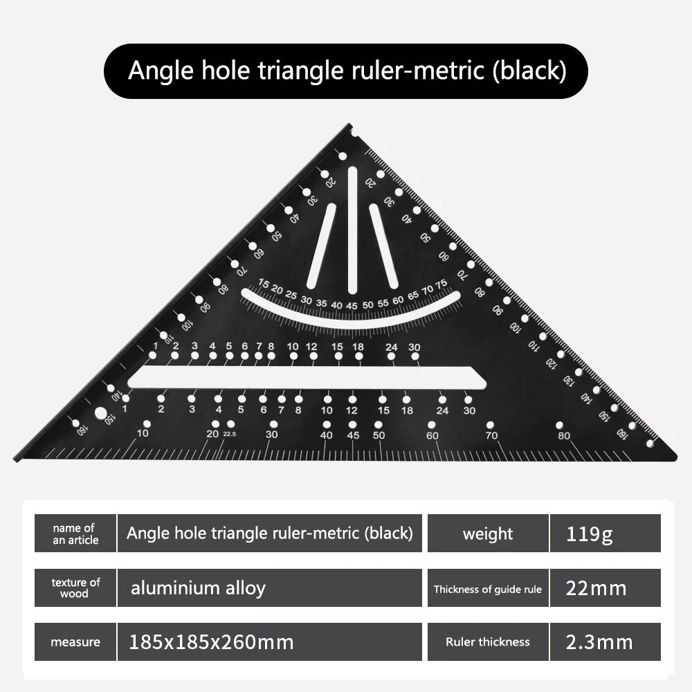 2in1 Aluminum Alloy Triangle Ruler Multifunctional Tool for Precise Line Drawing with Frequently used Fixed Positioning Angles Robust and Long-lasting Design — view 9