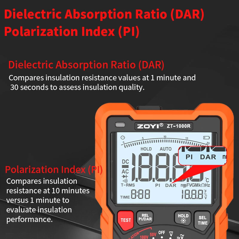 2in1 ZOYI ZT1000R Multimeter Insulation Tester 5 Voltage Settings 1000V AC DC True RMS High Accuracy Backlit Screen Professional Measuring Tool — view 4