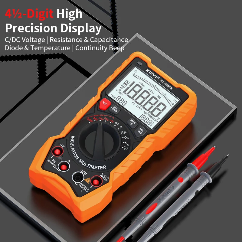 2in1 ZOYI ZT1000R Multimeter Insulation Tester 5 Voltage Settings 1000V AC DC True RMS High Accuracy Backlit Screen Professional Measuring Tool — view 5