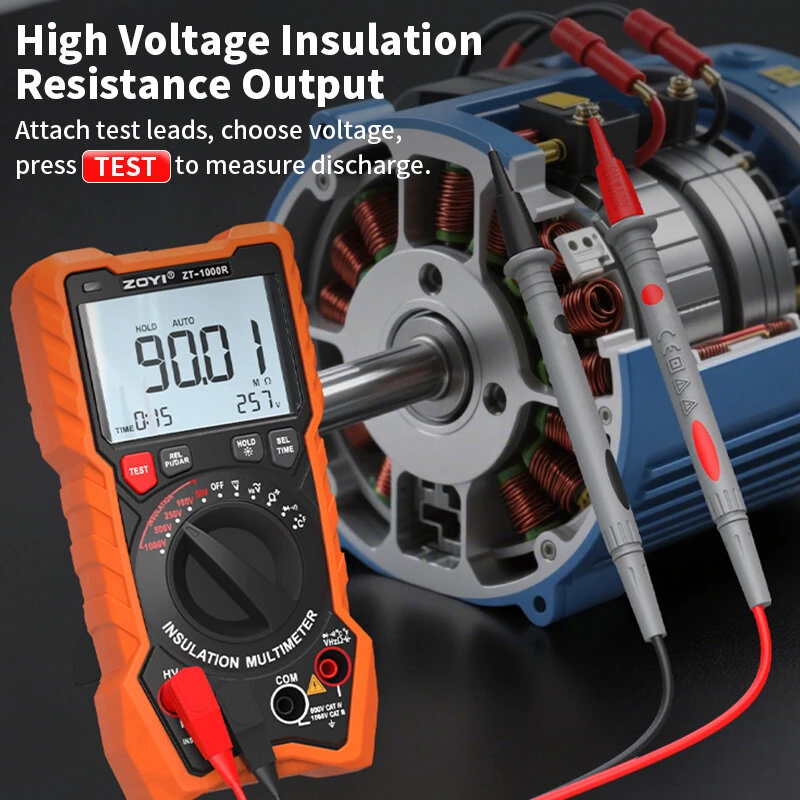 2in1 ZOYI ZT1000R Multimeter Insulation Tester 5 Voltage Settings 1000V AC DC True RMS High Accuracy Backlit Screen Professional Measuring Tool — view 6