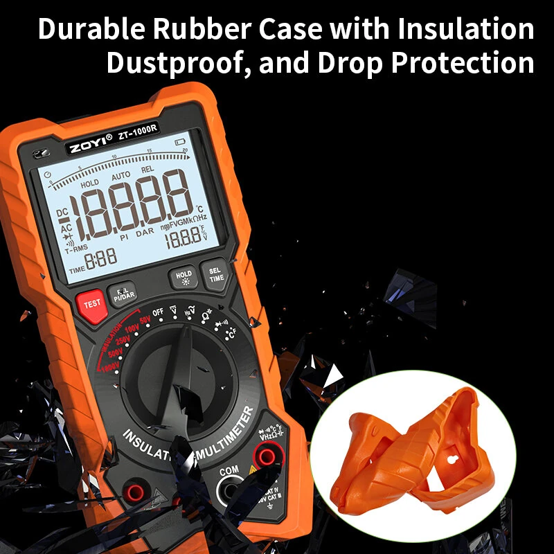 2in1 ZOYI ZT1000R Multimeter Insulation Tester 5 Voltage Settings 1000V AC DC True RMS High Accuracy Backlit Screen Professional Measuring Tool — view 7