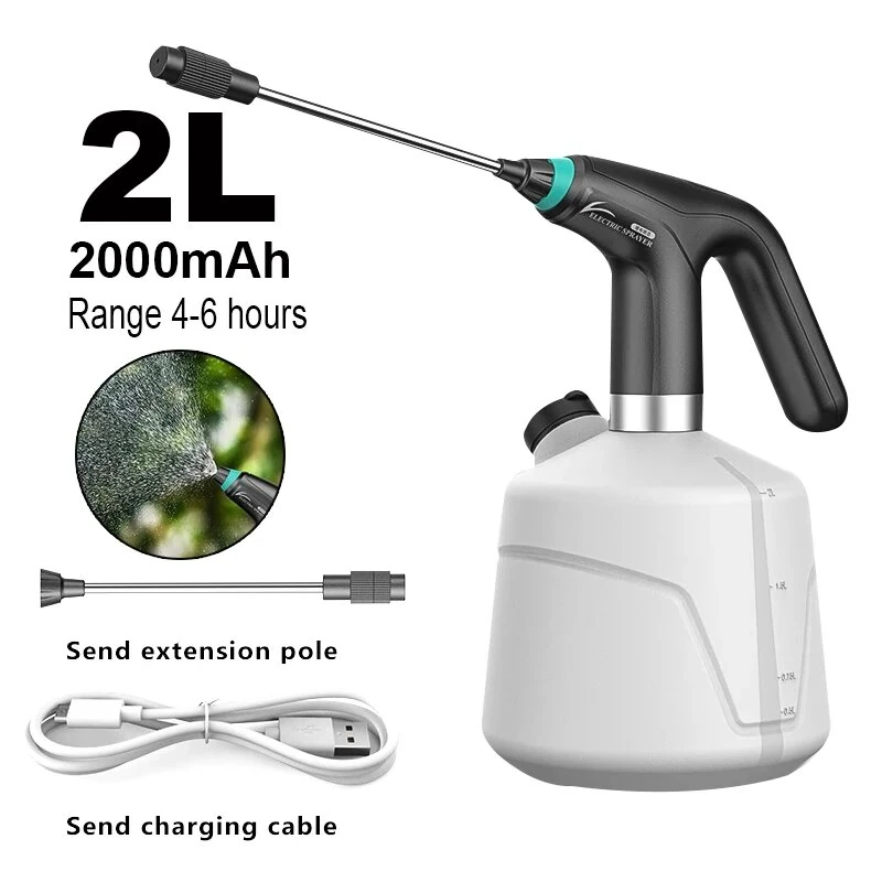 2L Electric Spray System Mist Spray Bottle Automatic Garden Watering Can Water Spray Device Sterilization With Extension Rod — Pricio