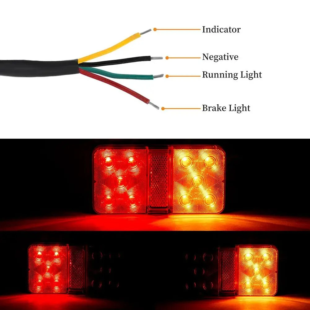 2Pcs 12V 24V 10 LED Tail Light Truck Trailer Truck Tail Light Side Light Turn Signal Indicator Stop Lamp Rear Brake Light IP65 Waterproof — view 10