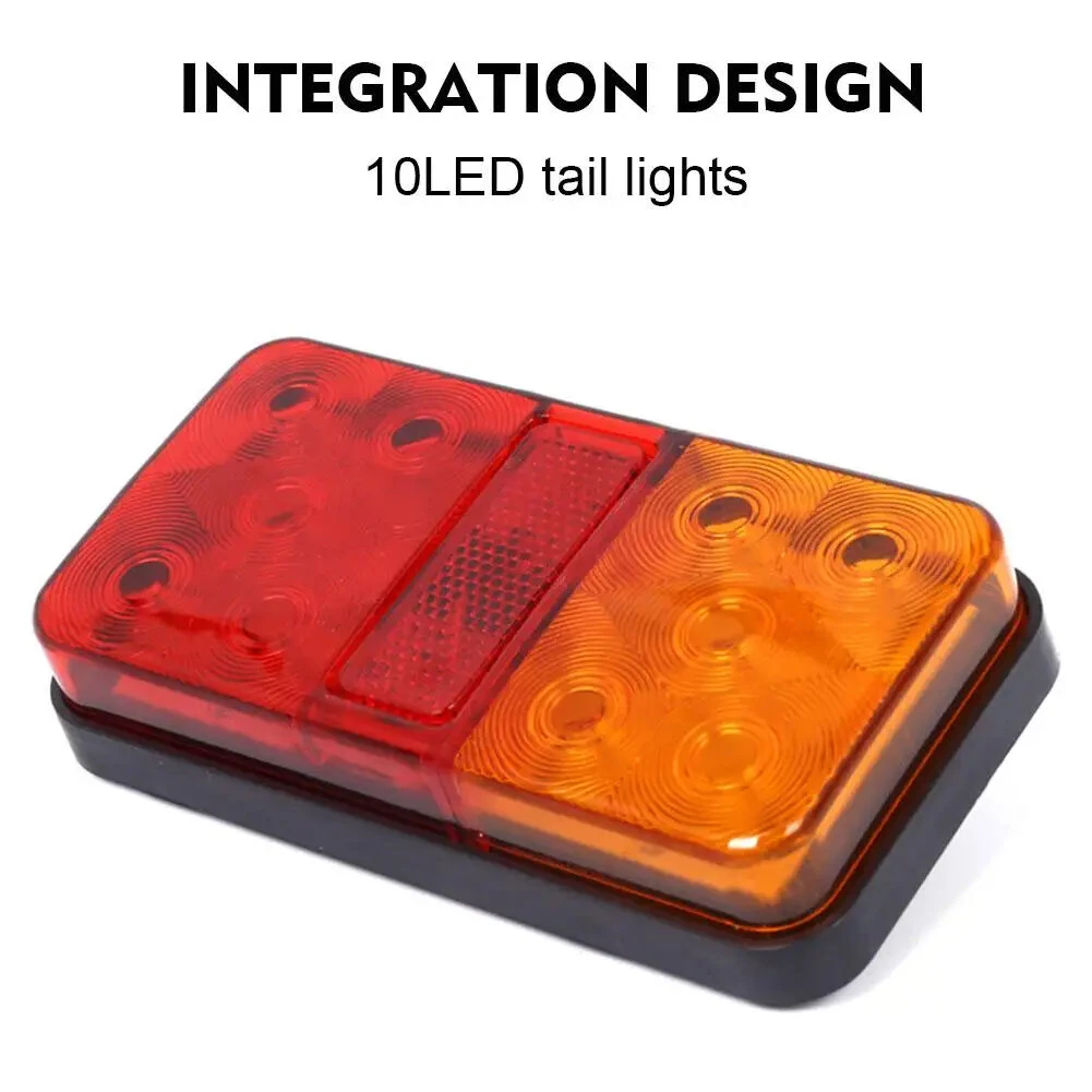 2Pcs 12V 24V 10 LED Tail Light Truck Trailer Truck Tail Light Side Light Turn Signal Indicator Stop Lamp Rear Brake Light IP65 Waterproof — view 11