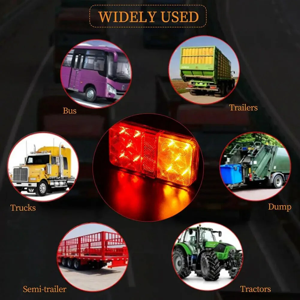 2Pcs 12V 24V 10 LED Tail Light Truck Trailer Truck Tail Light Side Light Turn Signal Indicator Stop Lamp Rear Brake Light IP65 Waterproof — view 8