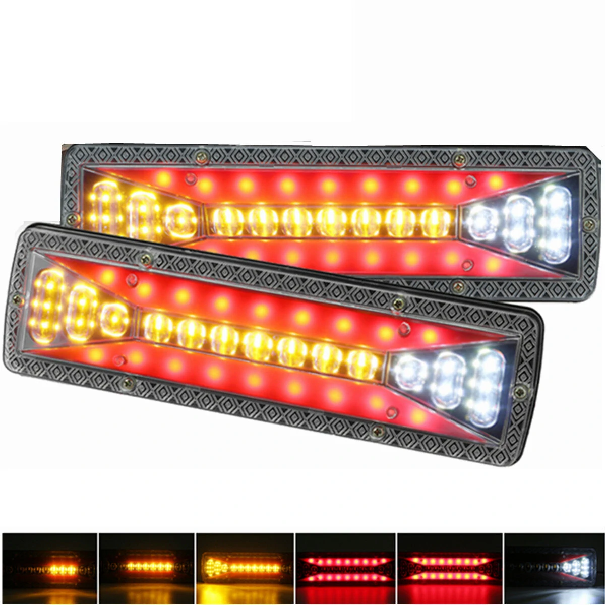 2pcs 12V 37LED Flowing Rear Tail Light Turn Signal Brake Reverse Lamp For Trailer Truck Lorry — view 2