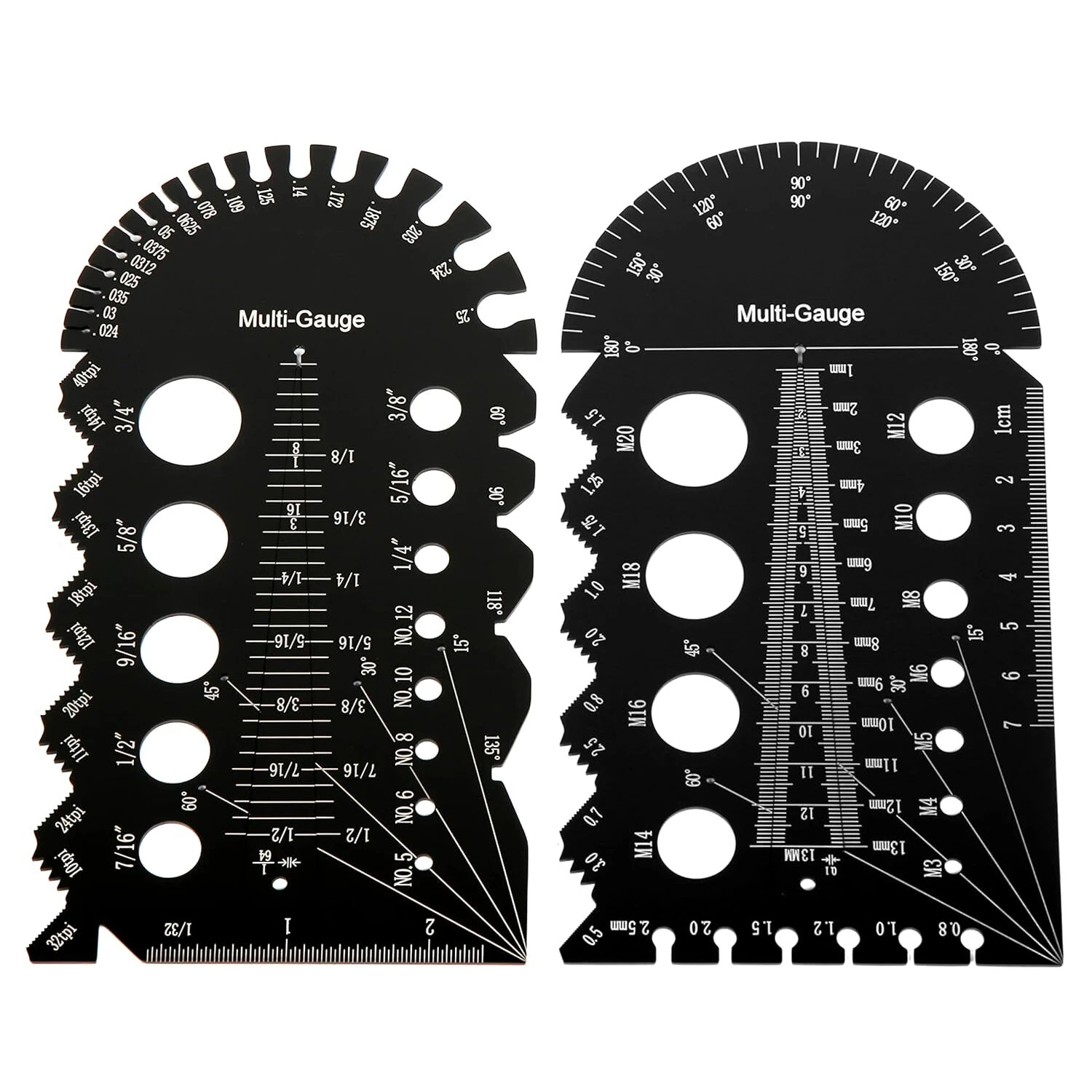 2PCS Aluminum Alloy Metric/Imperial Nut and Bolt Thread Checker Bolt Size and Thread Identifier Gauge — Pricio