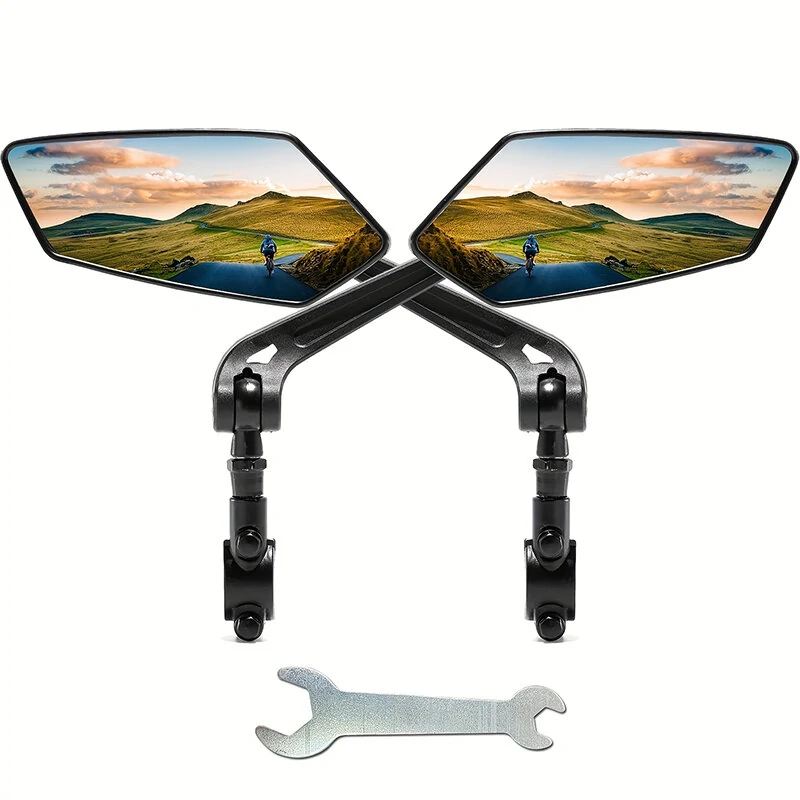 2pcs Bike Handlebar Mirrors For Bicycle Ebike Scooter Snowbike Adjuatable Wide Angle Rear View And 360° Rotatable Safety Galss Design — Pricio