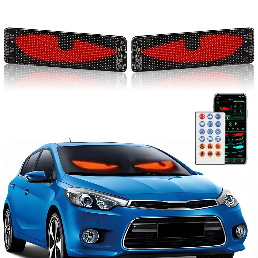 2PCS Devil Eyes Lights APP Control LED Display USB Flexible Screen Panel for Car Back Window Dynamic Personalized Big Eye Lights Truck Windshield Remote bluetooth Control — view 2