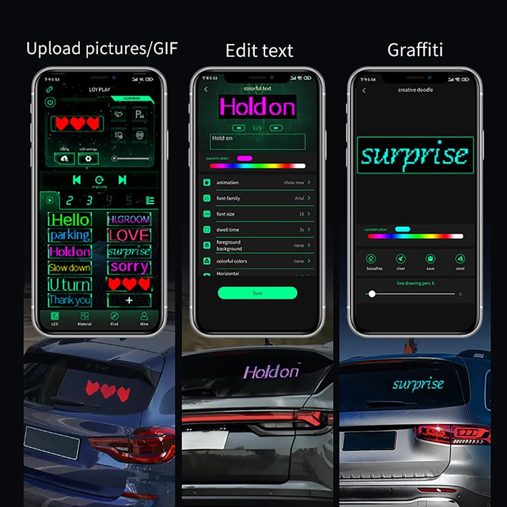 2PCS Devil Eyes Lights APP Control LED Display USB Flexible Screen Panel for Car Back Window Dynamic Personalized Big Eye Lights Truck Windshield Remote bluetooth Control — view 4
