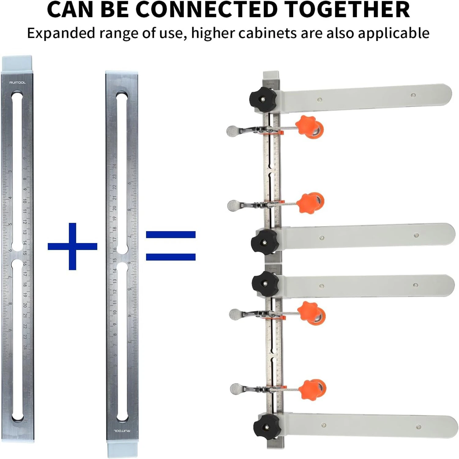 2Pcs DIY Furniture Cabinet Drawer Guide Aid Fixed Carpenter Tools Decoration Necessary Track Guide Installation Fixed Tools Lengthened Bracket Connection Design Stainless Steel Adjustable Height — view 6