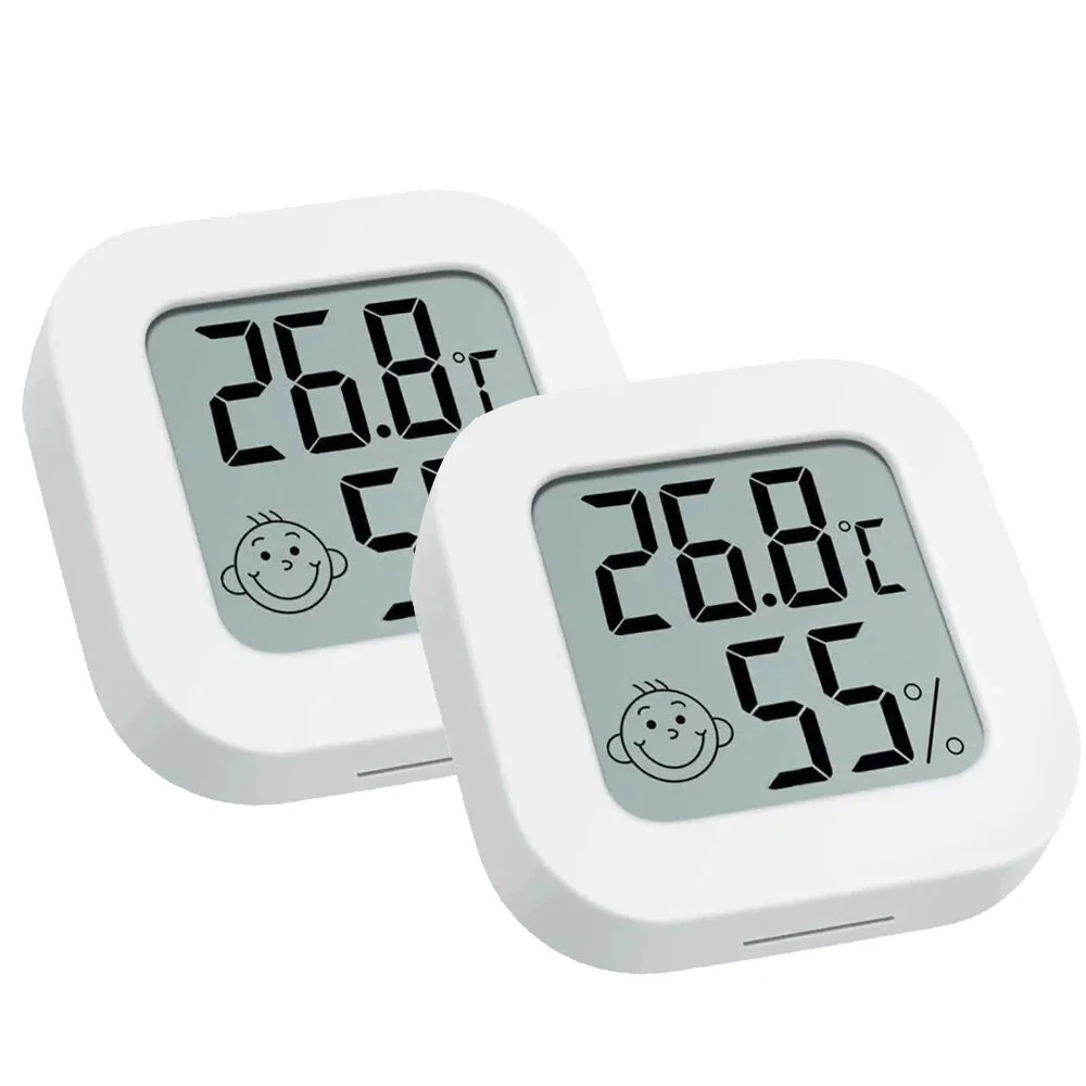 2Pcs Indoor Digital LCD Thermometer Hygrometer Electronic Temperature Humidity Meter Sensor Gauge with Air Comfort Indicator for Home Office Bedroom Living Room Bathroom School — view 2