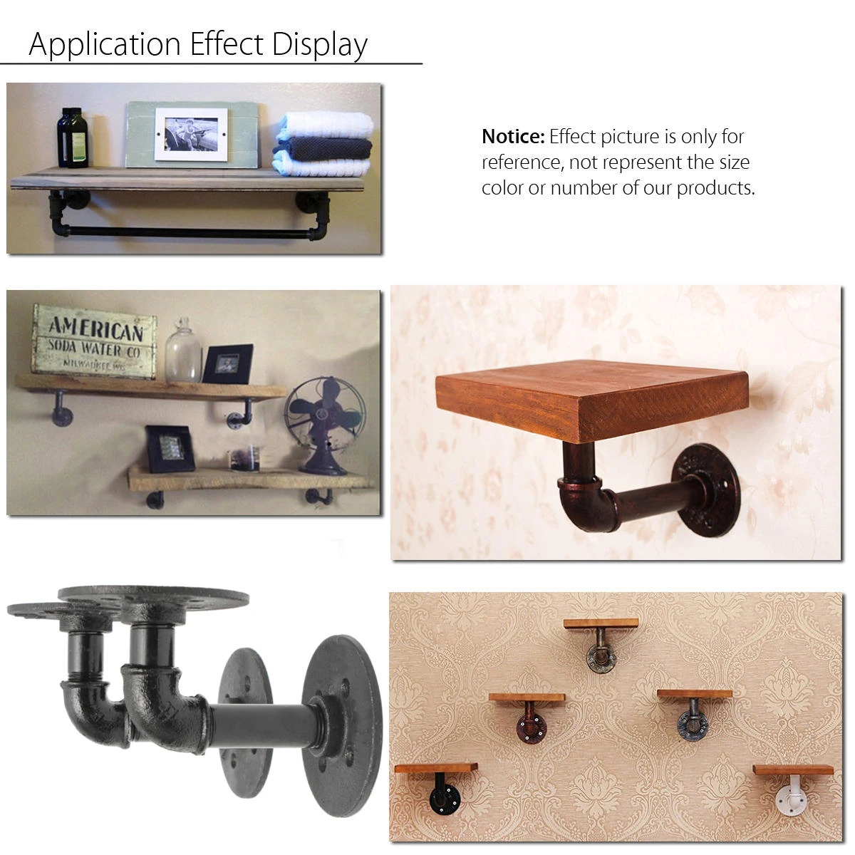 2Pcs Industrial Pipe Shelf Brackets Bookcases Holder Shelving Storage Rustic Dec — view 11