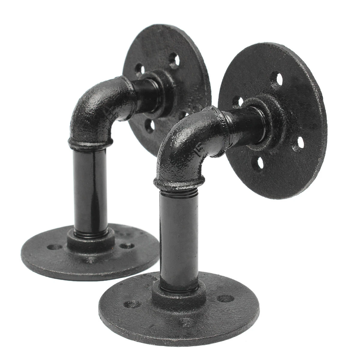 2Pcs Industrial Pipe Shelf Brackets Bookcases Holder Shelving Storage Rustic Dec — view 6