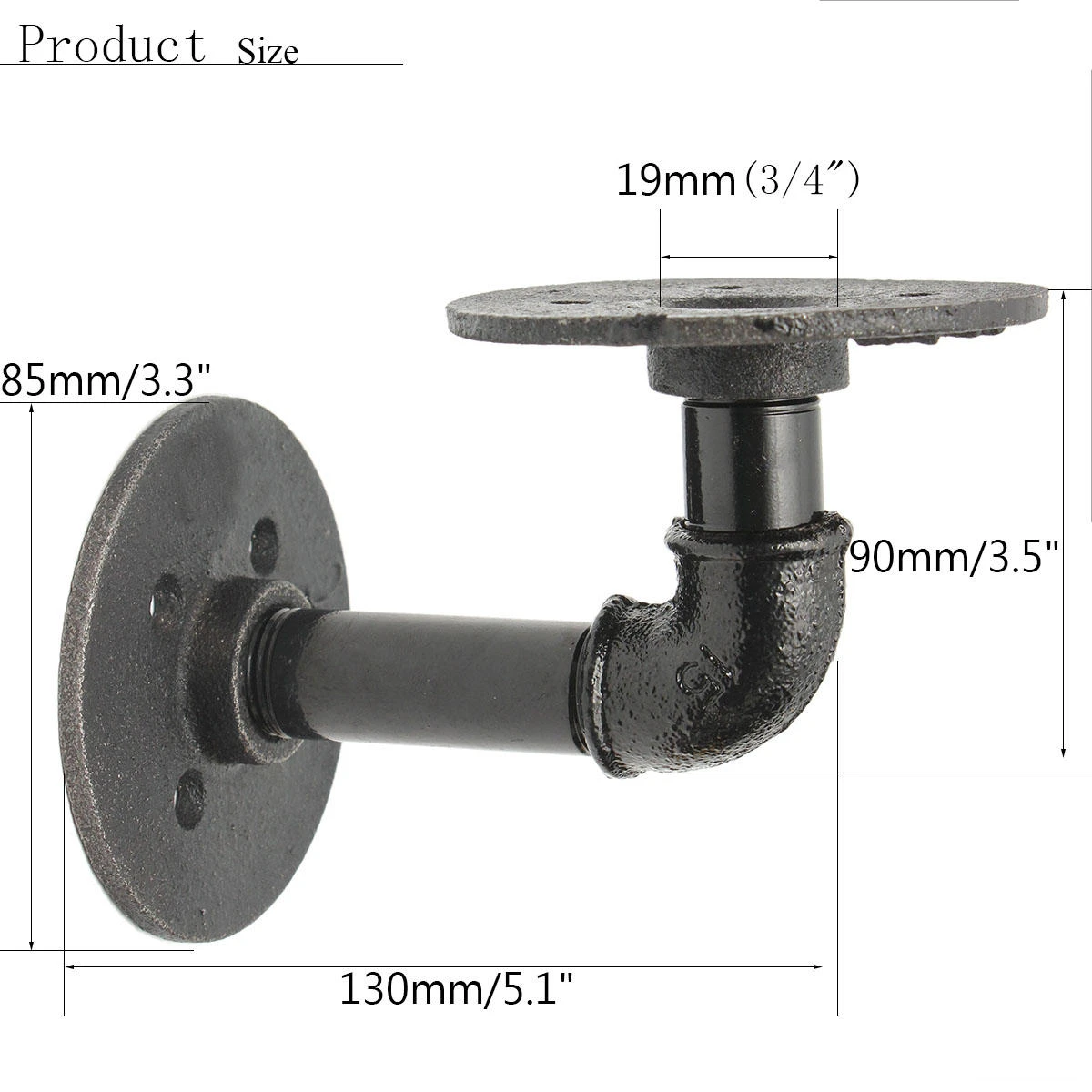 2Pcs Industrial Pipe Shelf Brackets Bookcases Holder Shelving Storage Rustic Dec — view 8