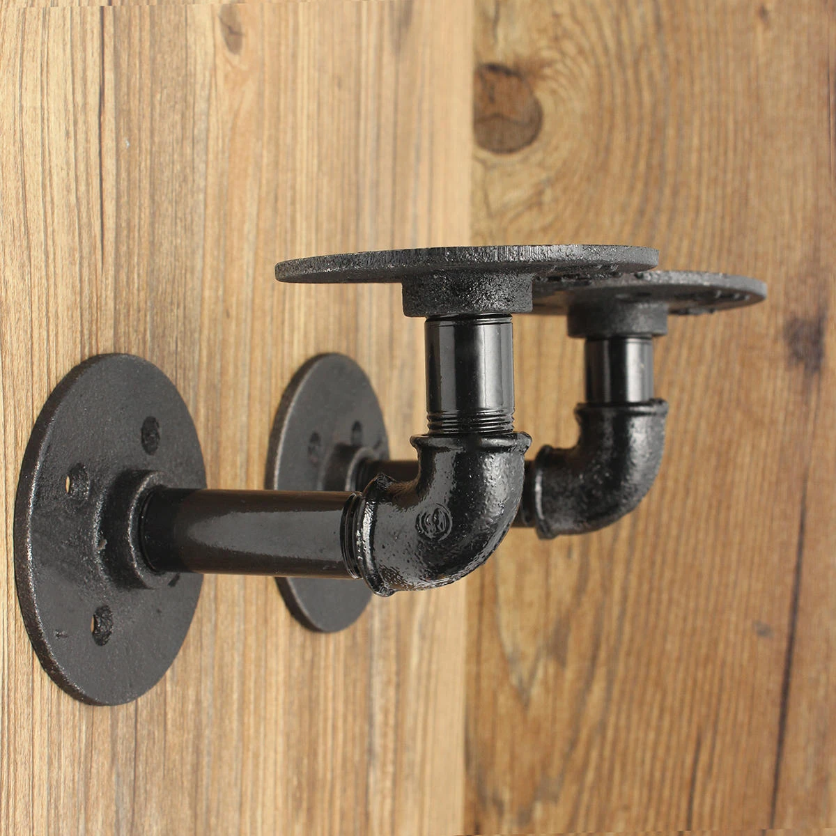 2Pcs Industrial Pipe Shelf Brackets Bookcases Holder Shelving Storage Rustic Dec — view 9