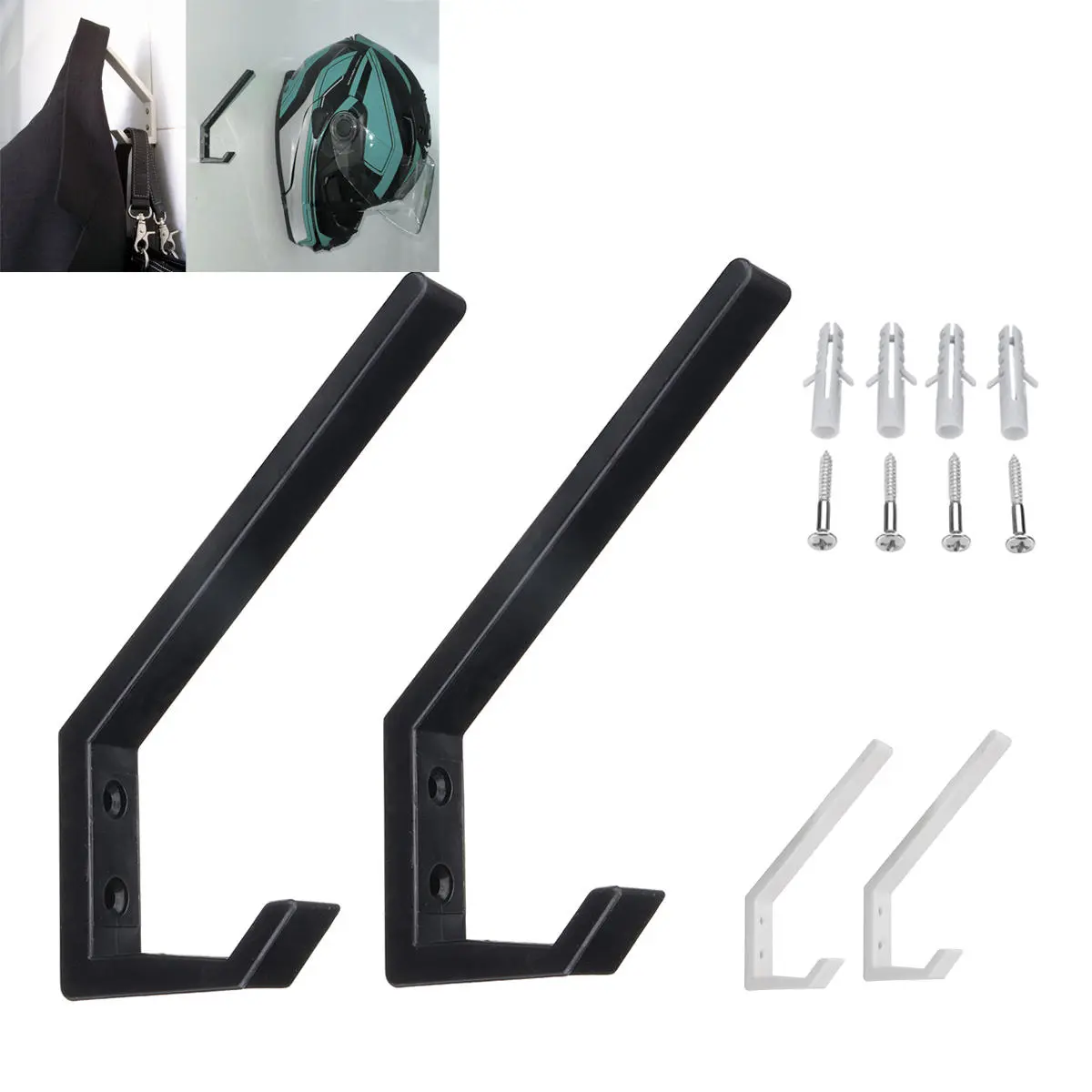 2Pcs Motorcycle Helmet Holder Hook Jacket Bags Wall Mount Cloth Display Rack Hanger — view 2