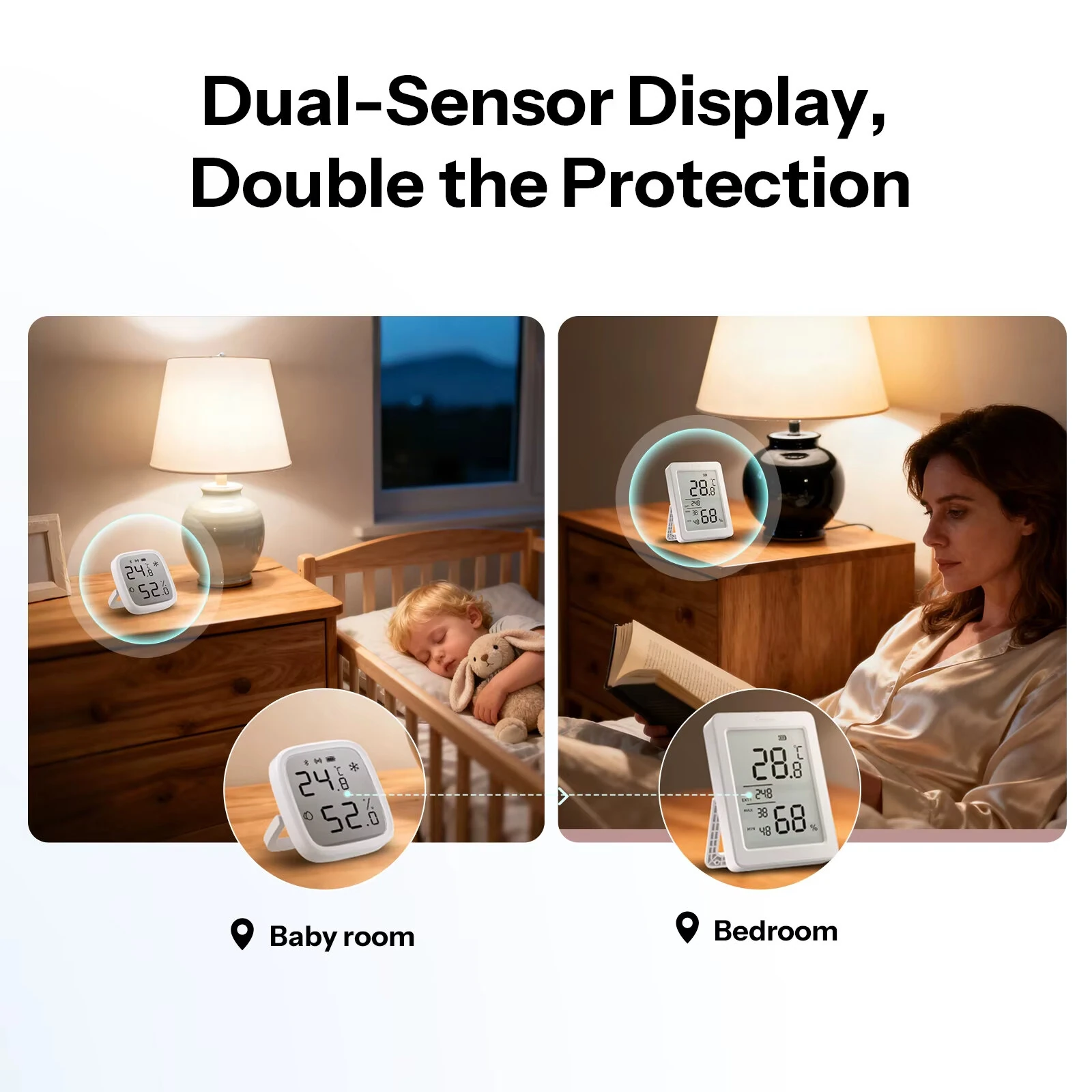 2Pcs SONOFF SNZB-02DR2 AirGuard TH 3.6'' LCD Zigbe Temperature Humidity Sensor App Monitoring Work with Apple Home Via Matter Bridge — view 7