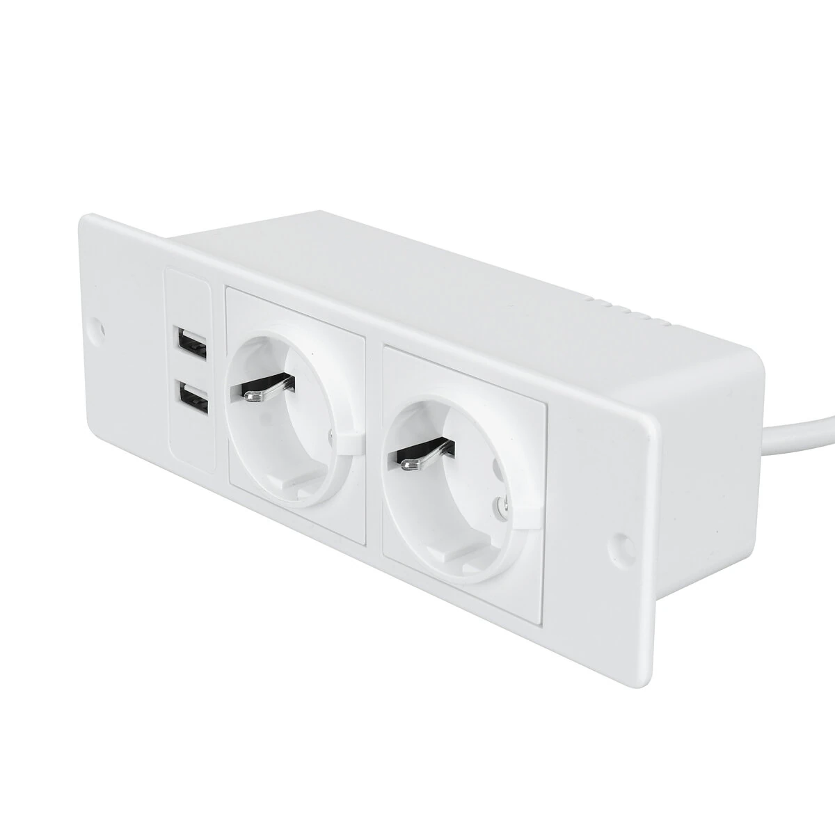 2Pcs Table Socket with 2 USB 2 Sockets Built-in Socket 2-Way Installation Power Strip with 2 Screws for Kitchen Furniture or Worktops Recessed Socket 1.8 Cable16 A/3500 W — view 9