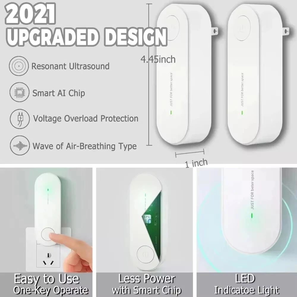 2pcs Ultrasonic Pest Repellent 3-in-1 Triple Frequency 360 Degree Coverage Easy Installation Chemical-Free Safe for Pets and Children 800-1800 ft² — view 8