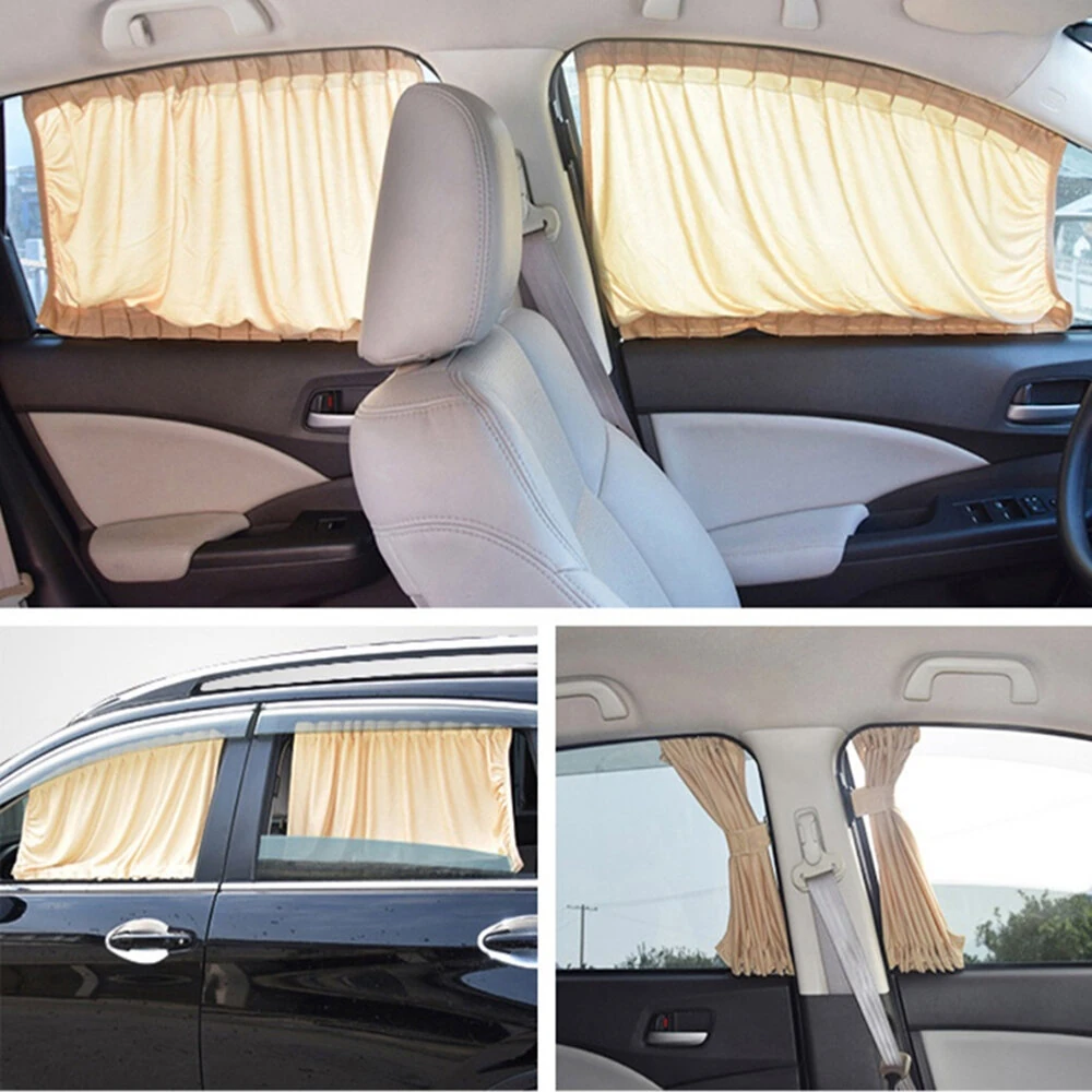 2pcs Universal Car Sunshade Side Window Curtains Automatic Folding UV Protection Pure Cloth Sun Visor Covers Thermal Insulation — view 5