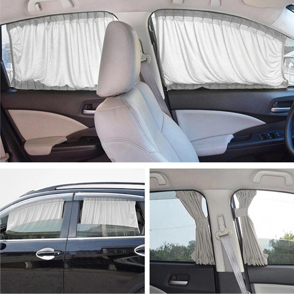 2pcs Universal Car Sunshade Side Window Curtains Automatic Folding UV Protection Pure Cloth Sun Visor Covers Thermal Insulation — view 6