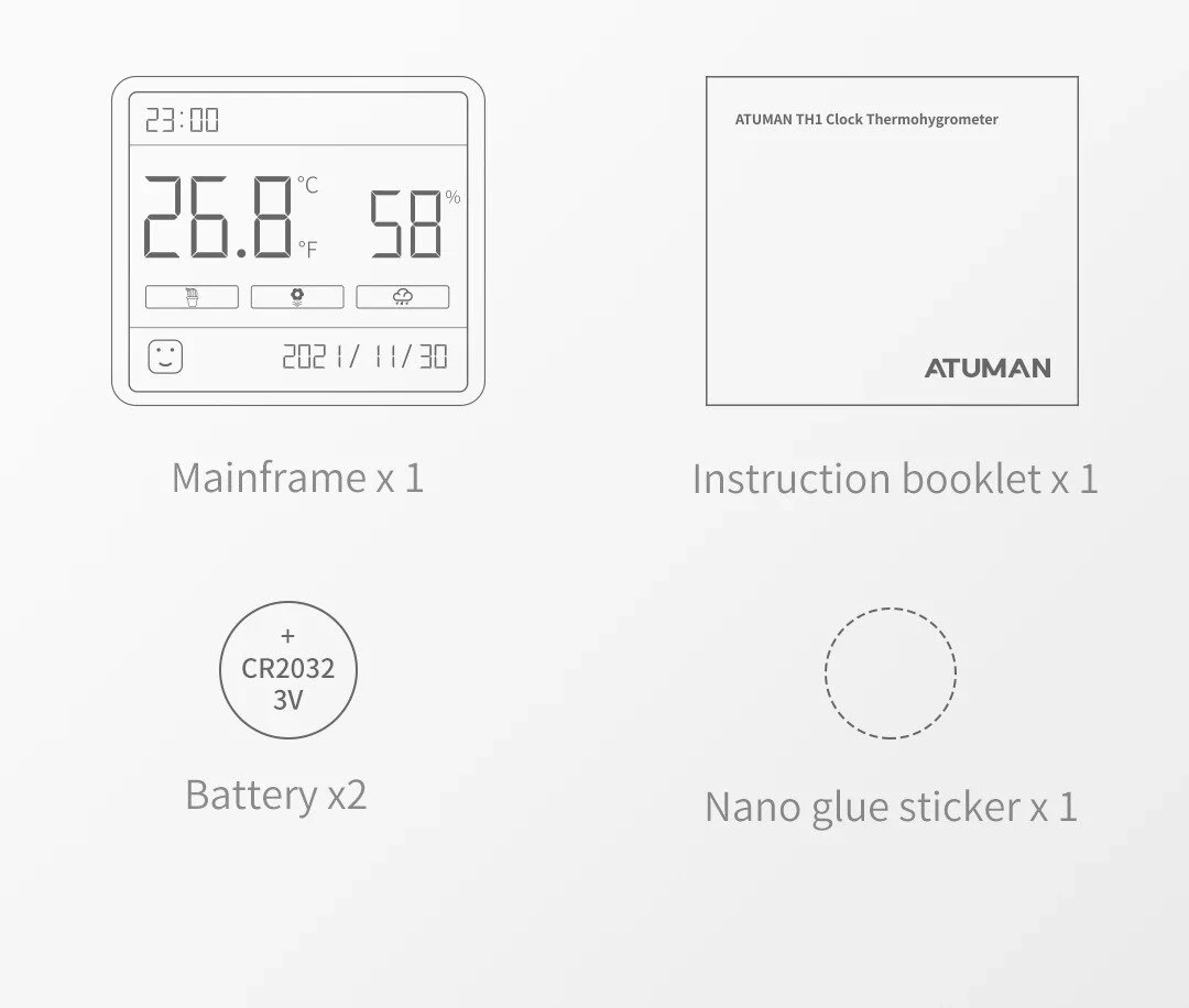 2Pcs Xiaomi DUKA Atuman Miernik Temperatury i Wilgotności Cyfrowy Termometr Higrometr Czujnik Miarodajny Stacja Pogody Zegar Dom Użytek Wewnętrzny — view 6