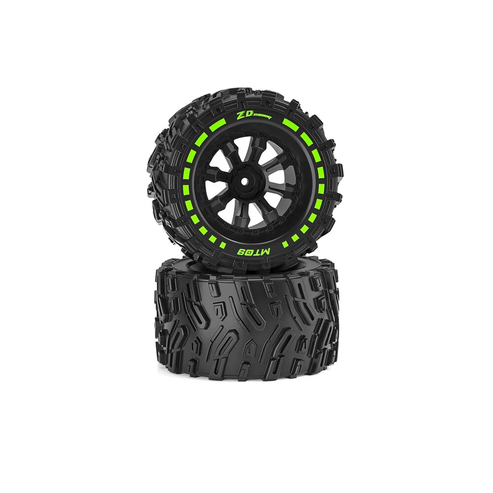 2PCS ZD Racing MT09 1/7 Brushless Monster Truck RC Car Parts Wheels Tires Wheelie Bar Assembly Vehicles Models Spare Accessories 09009 09049