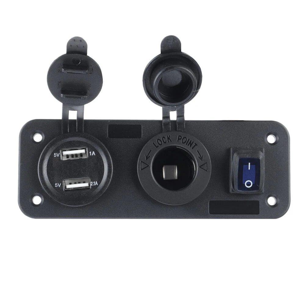3 in 1 Dual USB Charger LED Voltmeter 12V 24V Power Socket On-Off Switch Panel B — view 5