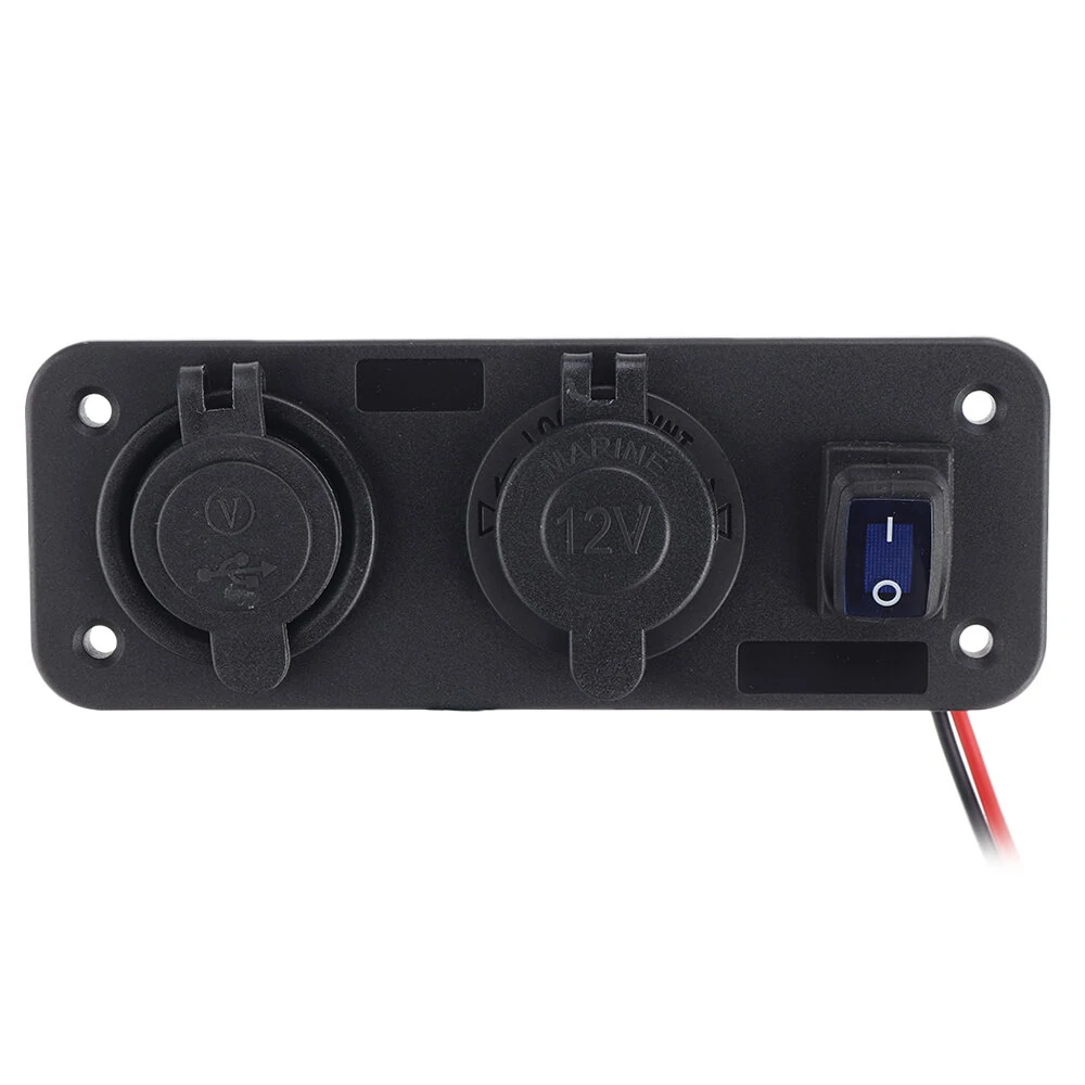 3 in 1 Dual USB Charger LED Voltmeter 12V 24V Power Socket On-Off Switch Panel B — view 7