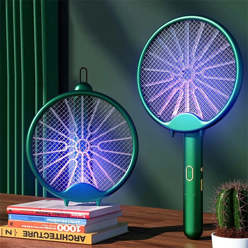 3-in-1 Electric Fly Swatter Mosquito Killer Racket Bug Zapper Insect Trap 800mAh USB Charging Foldable Design UV Light Insect Attraction for Indoor Outdoor Use — view 2