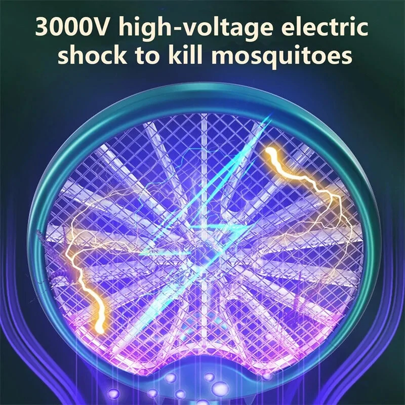 3-in-1 Electric Fly Swatter Mosquito Killer Racket Bug Zapper Insect Trap 800mAh USB Charging Foldable Design UV Light Insect Attraction for Indoor Outdoor Use — view 4