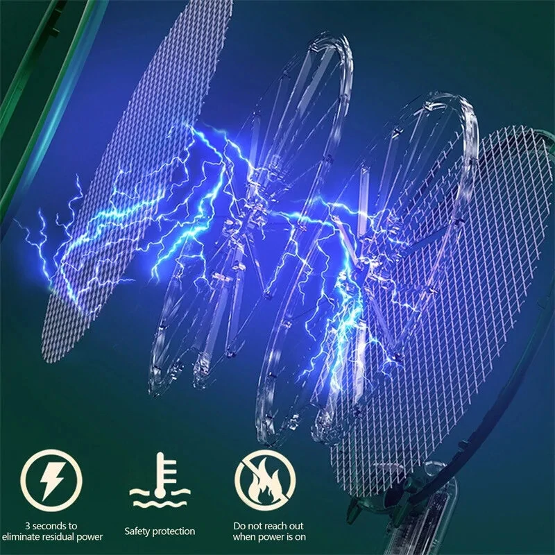 3-in-1 Electric Fly Swatter Mosquito Killer Racket Bug Zapper Insect Trap 800mAh USB Charging Foldable Design UV Light Insect Attraction for Indoor Outdoor Use — view 5