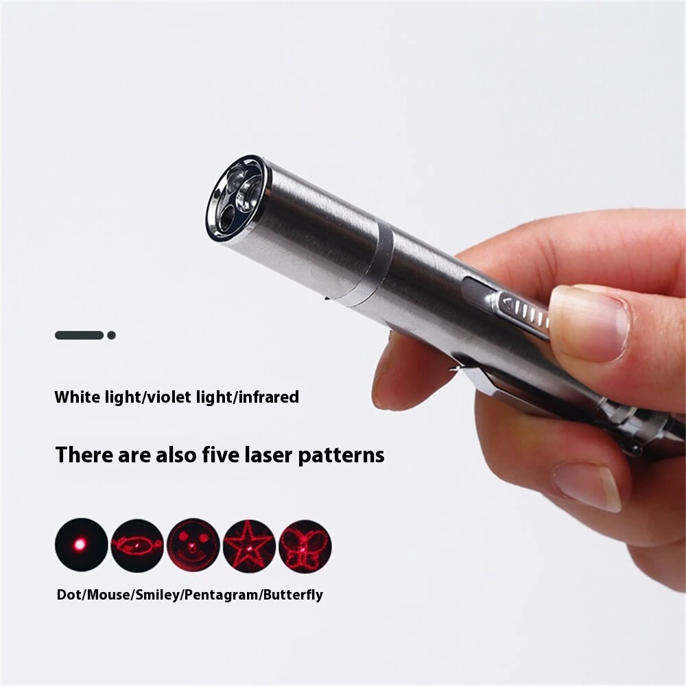 3-in-1 Red Light Cat Teaser Stick + White Light Mini Torch + UV Flashlight, USB Rechargeable Detecting Mini Pointer Pen Light — view 5