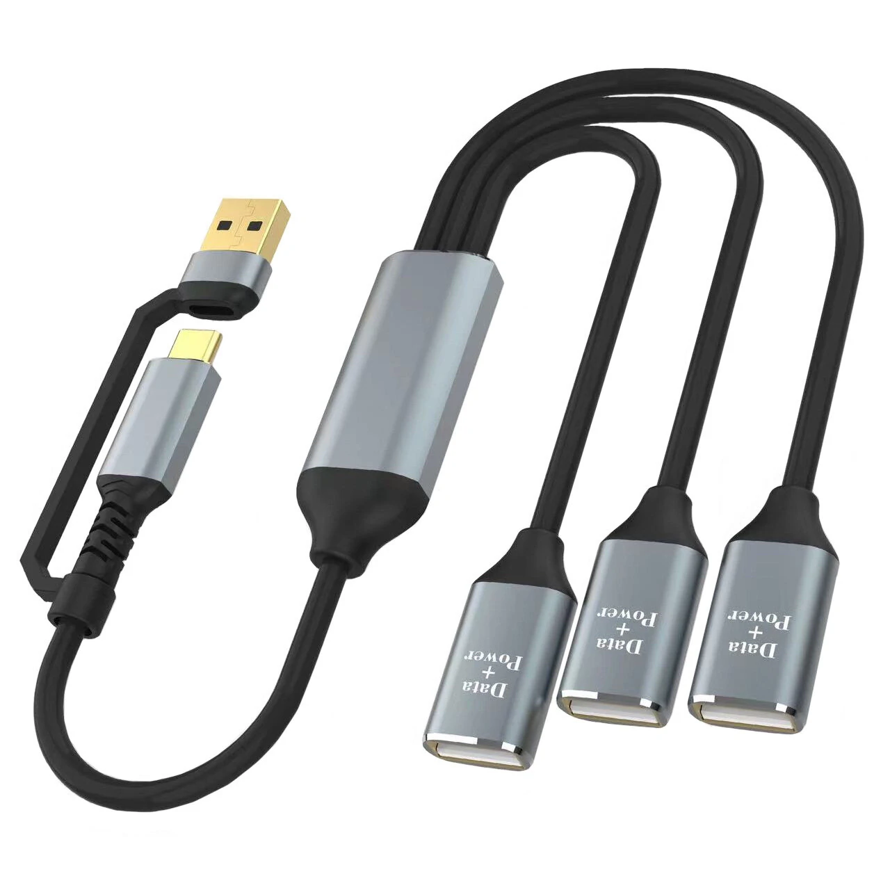 3-in-2 Multifunctional USB-C Hubs USB/Type-C Male to USB2.0*3 Female Multi Splitter Adapter OTG USB Power Adapter for Laptop Tablet Phone U Disk — Pricio