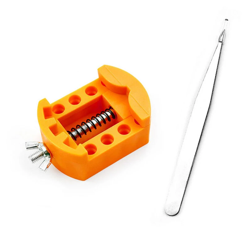 3 PCS Watch Repair Tool Set Watch Wrench Back Remover Tool Adjustable Opener Back Case Remover Watch Case Back Opener Set Repair Remover Holder Base, Tweezers — view 2