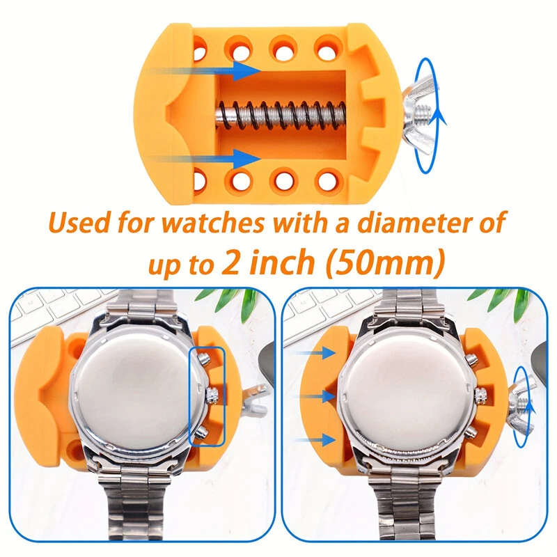 3 PCS Watch Repair Tool Set Watch Wrench Back Remover Tool Adjustable Opener Back Case Remover Watch Case Back Opener Set Repair Remover Holder Base, Tweezers — view 6