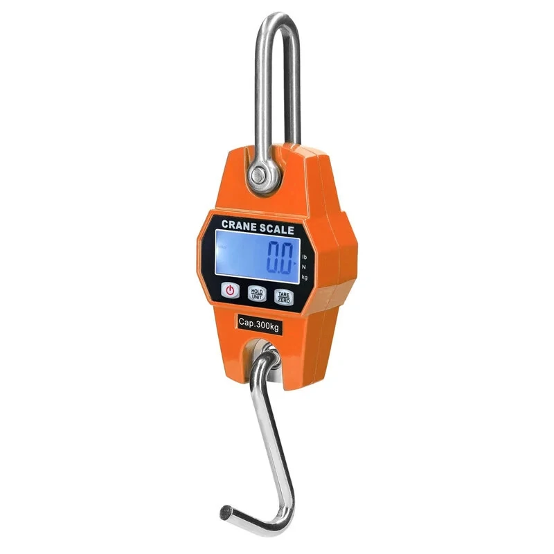 300kg Portable Handheld Scale Crane Scale Electronic Crane Scale LCD Digital Weighing Tool Industrial Heavy Duty Weight Stainless Steel Hook Scale Hanging Scale — view 2