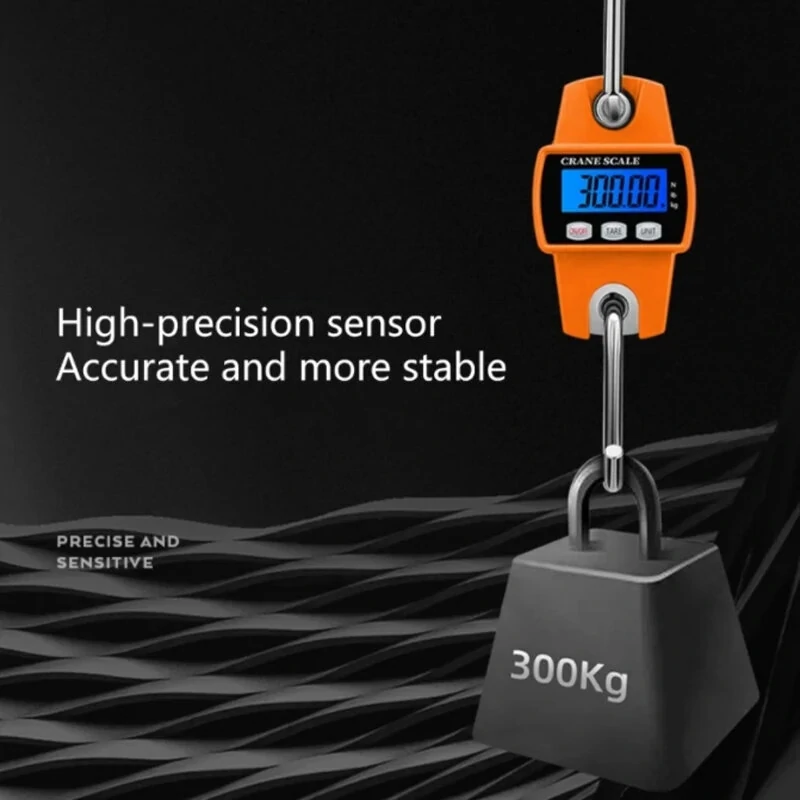 300kg Portable Handheld Scale Crane Scale Electronic Crane Scale LCD Digital Weighing Tool Industrial Heavy Duty Weight Stainless Steel Hook Scale Hanging Scale — view 9