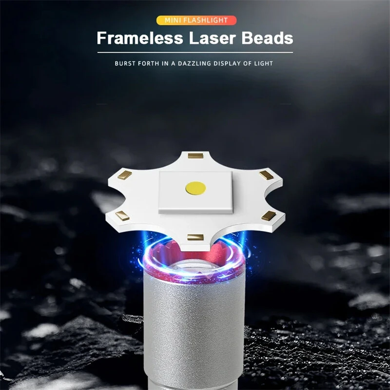 300LM Powerful EDC LED Keychain Flashlight With Battery Rechargeable Mini Torch Portable Work Light with Magnet Back Clip, Alloy Chain — view 7