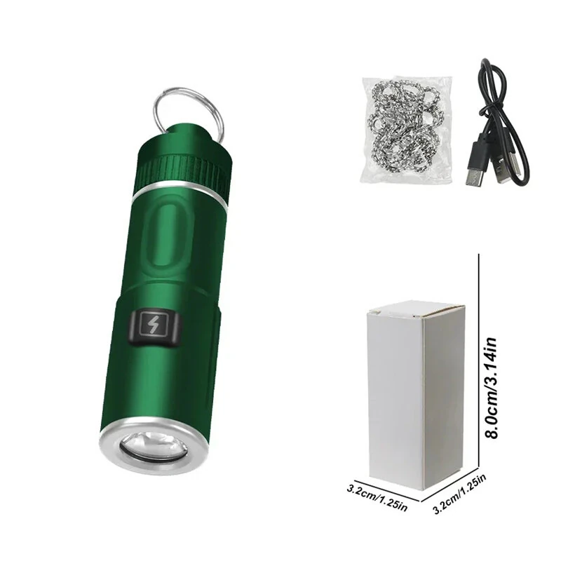 300LM Powerful EDC LED Keychain Flashlight With Battery Rechargeable Mini Torch Portable Work Light with Magnet Back Clip, Alloy Chain — view 9