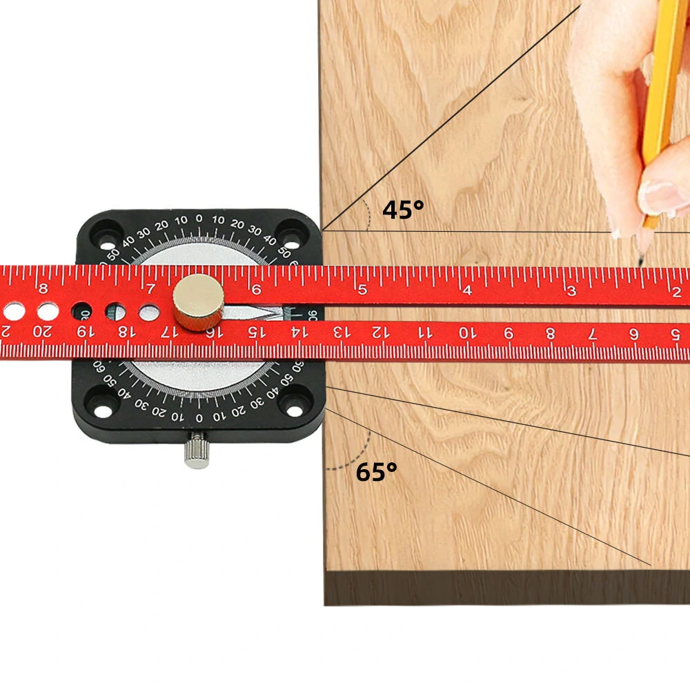 300mm 12 Inch Woodworking Scriber Compass Angle Scoring Ruler Adjustable T-type Ruler 360 Degree Angle Marking Gauge — view 3