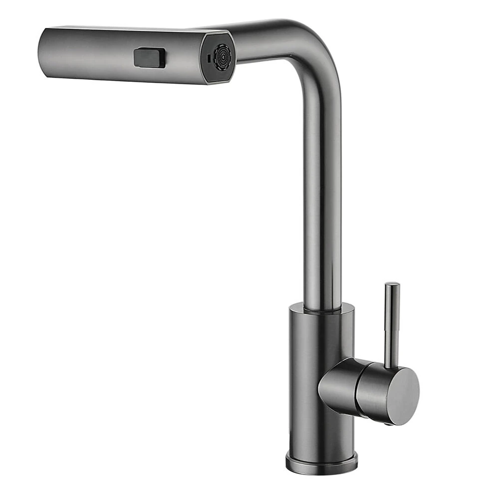 304 Stainless Steel Kitchen Faucet Pull Out Rotation Waterfall Stream Sprayer Brushed Nickel High Efficiency Cleaning Elegant Design Sink Mixer Tap Accessory — view 9