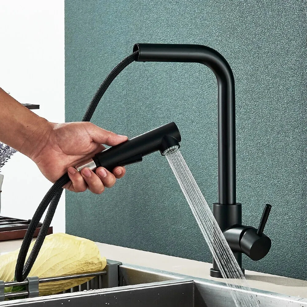 304 Stainless Steel Pull-out Faucet with 2 Modes Pull Out Kitchen Sink Faucet Stainless Steel Hot Cold Water Mixer Tap Spray Nozzle Flexible — Pricio